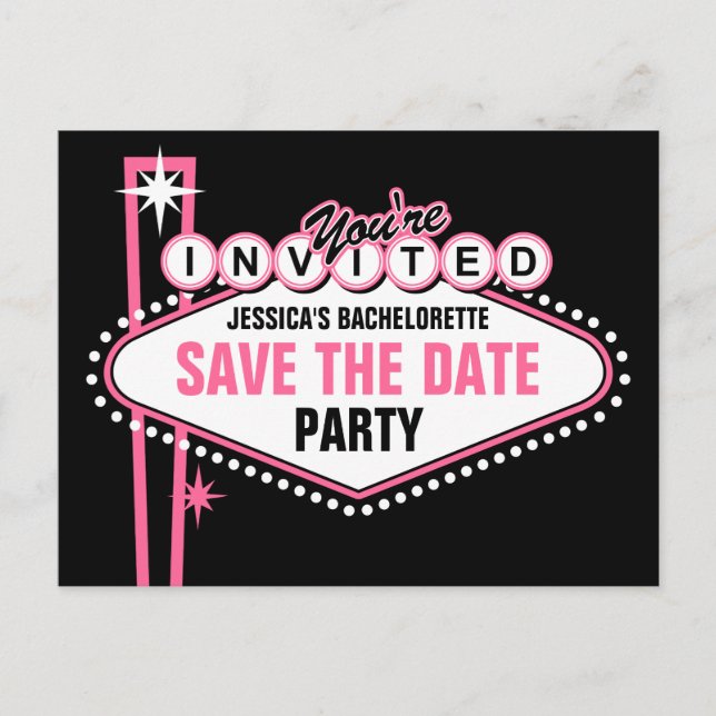 Las Vegas Pink Save the Date Ankündigungspostkarte (Vorderseite)