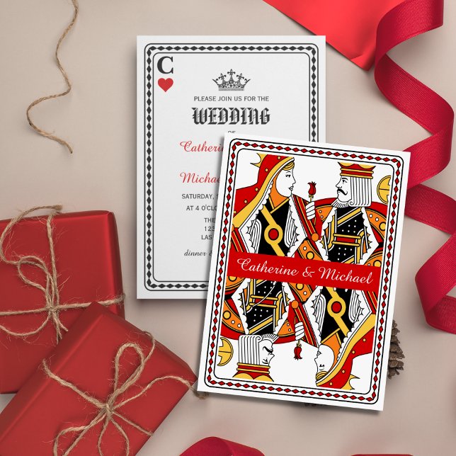 Las Vegas Playing Card King & Queen Wedding Einladung (Von Creator hochgeladen)