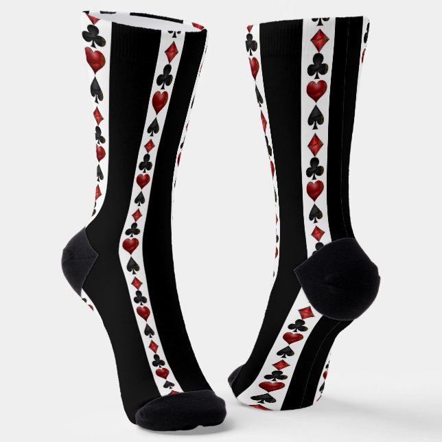 Las Vegas Playing Kartenformen Muster Socken (Gewinkelt)