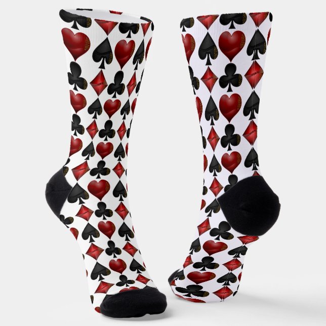 Las Vegas Playing Kartenformen Muster Socken (Gewinkelt)