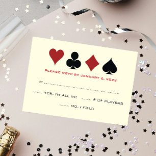 Las Vegas Poker Card Anzug Black Cream Wedding RSV RSVP Karte