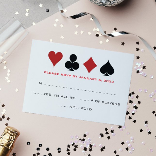 Las Vegas Poker Card Anzug Schwarz-weiß Wedding RS RSVP Karte (Von Creator hochgeladen)