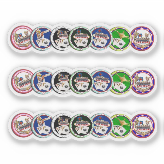 Las Vegas Poker Chip Reihen Aufkleber (Vorderseite)