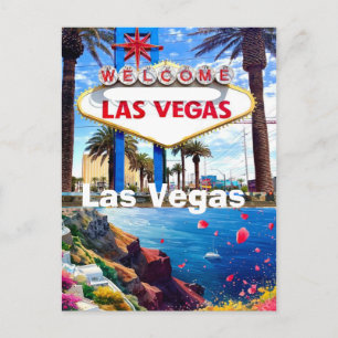 Las Vegas Reise Postkarte, Las Vegas Schild, Las V Postkarte