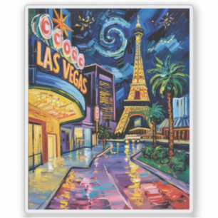 Las Vegas Reise Van Gogh Stil Casino Nacht Stadt Aufkleber