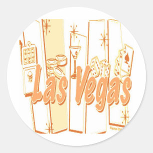 Las Vegas Retro Runder Aufkleber