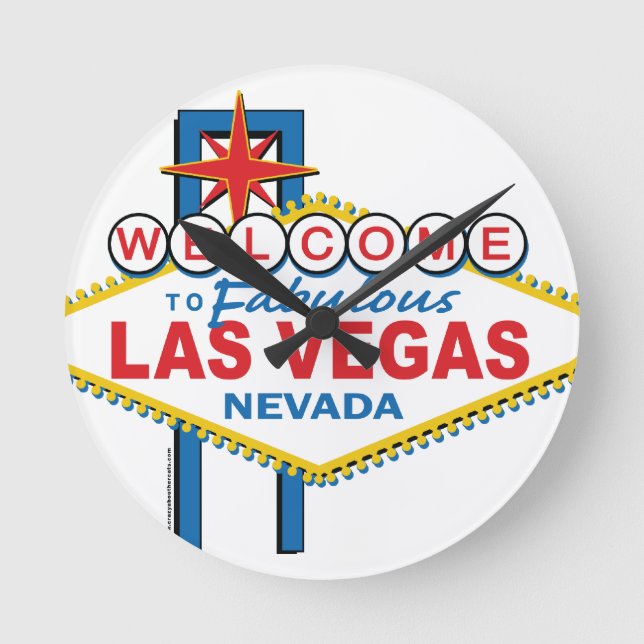 Las Vegas Retro Sign Runde Wanduhr (Vorderseite)