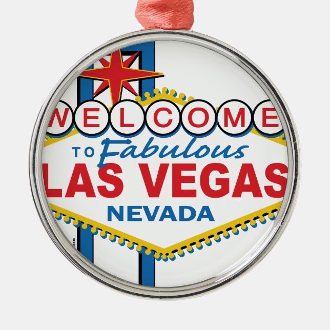 Las Vegas Retro Sign Silbernes Ornament (Vorne)