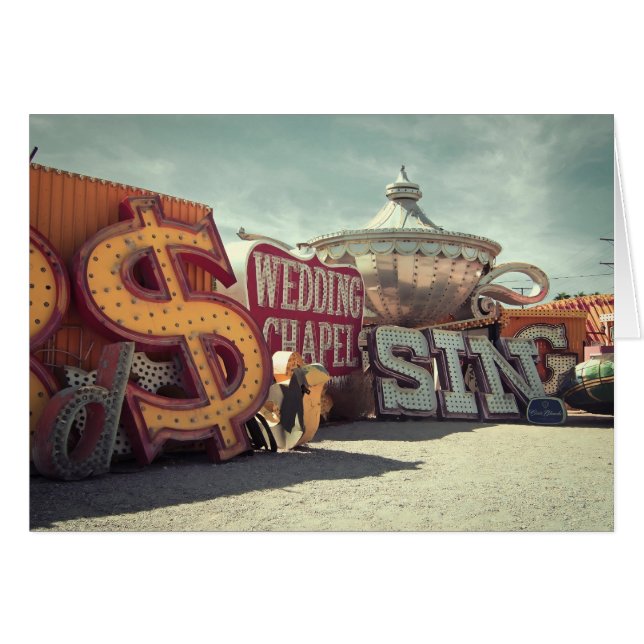 Las Vegas Retro Signs Wedding Dankeschön Card (Vorderseite (Horizontal))
