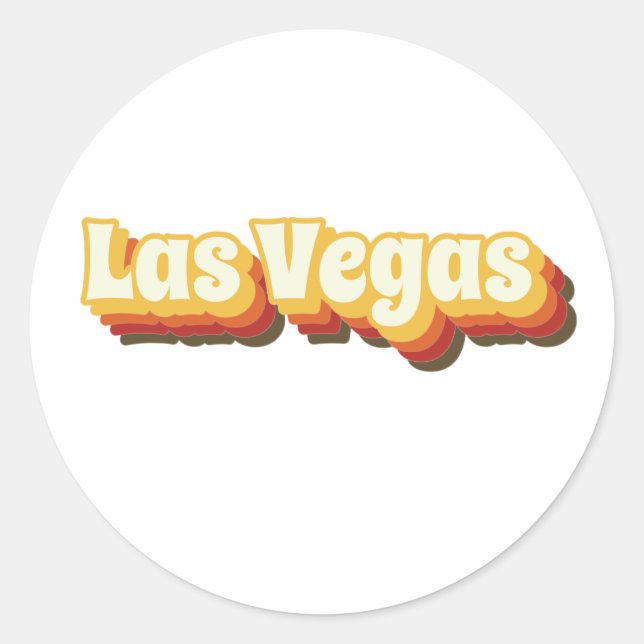 Las Vegas Retro Vintager Text Runder Aufkleber (Vorderseite)