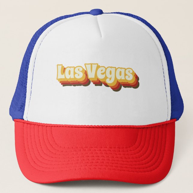 Las Vegas Retro Vintager Text Truckerkappe (Vorderseite)
