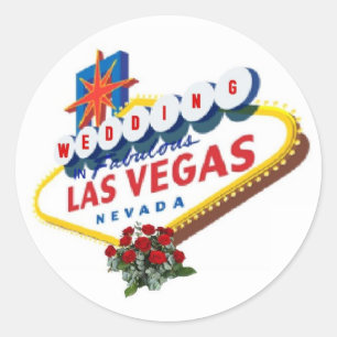 Las Vegas Rote Rosen Hochzeitsticker Runder Aufkleber
