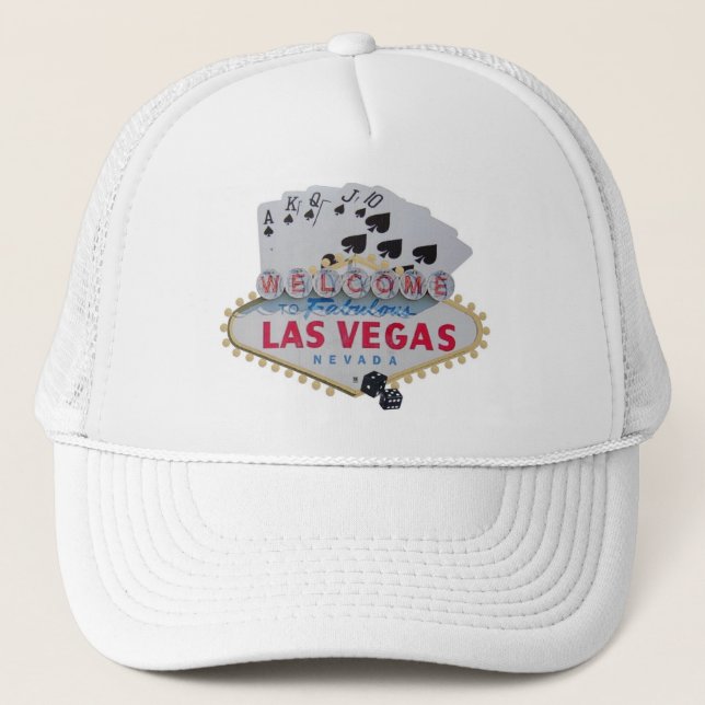 Las Vegas Royal Flush Cap mit Set Würfeln Truckerkappe (Vorderseite)