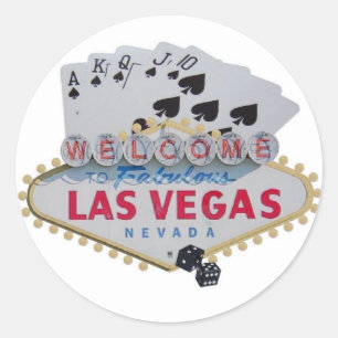 Las Vegas Royal Flush mit Würfelaufkleber Runder Aufkleber