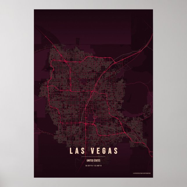 Las Vegas Ruby Poster Print Nevada Map Wallart (Vorne)