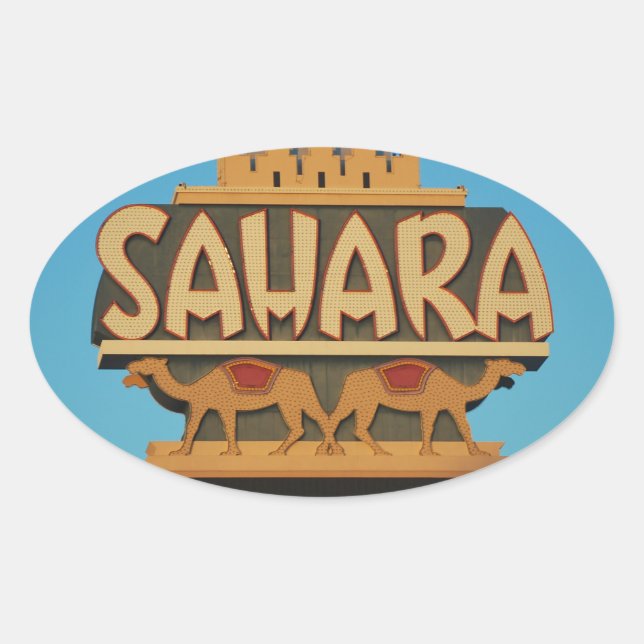 Las Vegas Sahara Casino Sehenswürdigkeit Architekt Ovaler Aufkleber (Vorderseite)