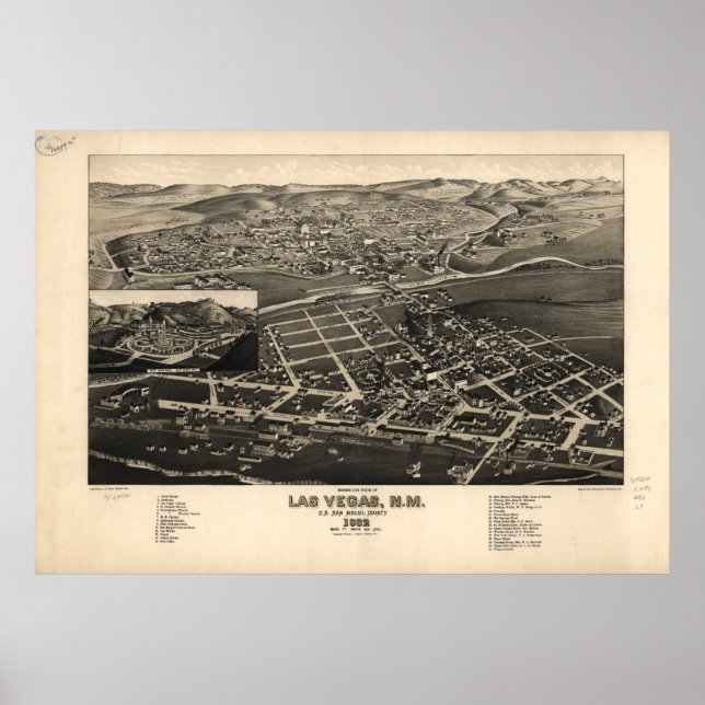Las Vegas San Miguel Landkreis New Mexico (1882) Poster (Vorne)