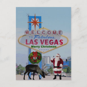 Las Vegas Santa & Rodolph Frohe Weihnachtskarte Feiertagspostkarte