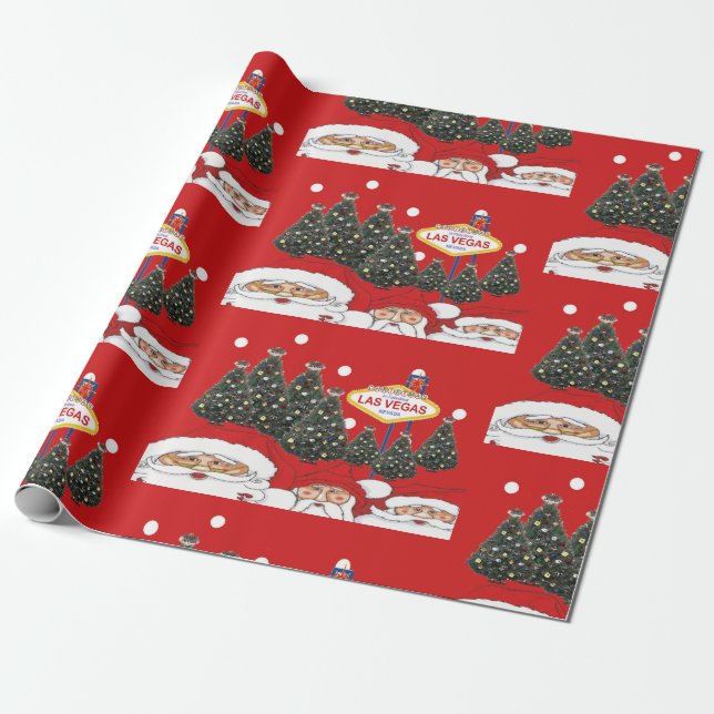 Las Vegas Santas Merry Christmas Wrapping Paper Geschenkpapier (Ungerollt)