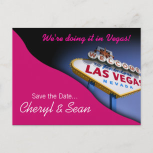 Las Vegas Save the Date (Fuschia) Ankündigungspostkarte
