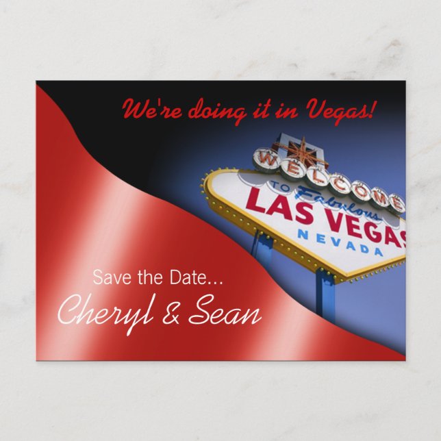 Las Vegas Save the Date (metallisch rot) Ankündigungspostkarte