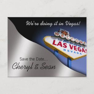 Las Vegas Save the Date (metallisches Silber) Ankündigungspostkarte