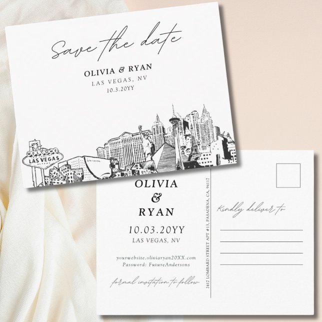 Las Vegas Save the Date Postkarte Elegante Hochzei (Las Vegas Save the Date Postcard Elegant Wedding)