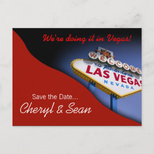 Las Vegas Save the Date (Tomatenrot) Ankündigungspostkarte
