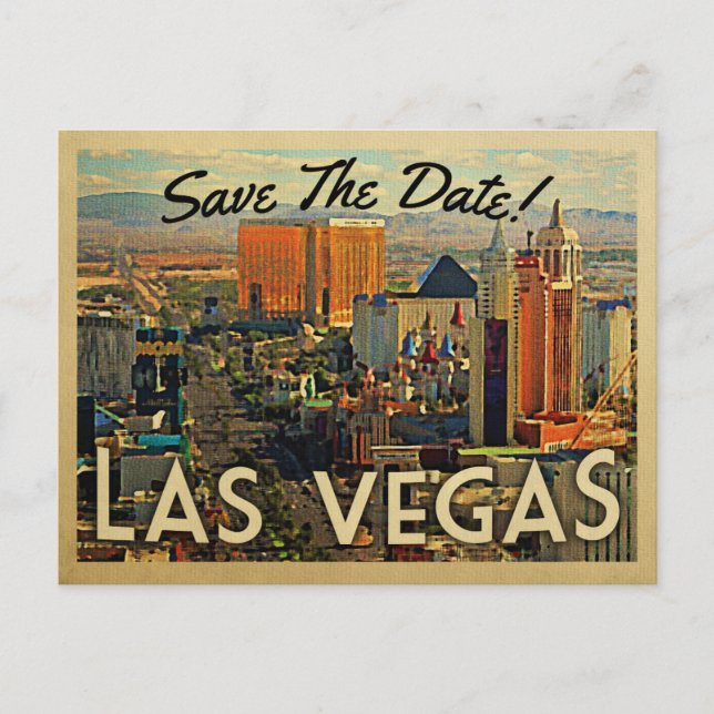 Las Vegas Save the Date Vintage Postkarten (Vorderseite)