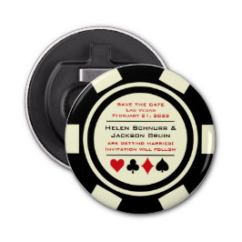Las Vegas Schwarz-weiß Poker Chip Save the Date Flaschenöffner