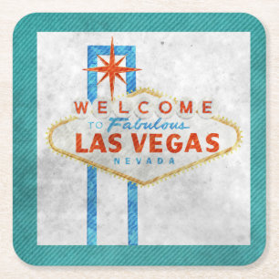 Las Vegas Sign Aqua Border Rechteckiger Pappuntersetzer