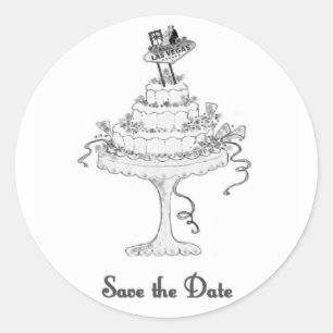 Las Vegas Sign/B&G auf Kuchen-Save the Date Runder Aufkleber
