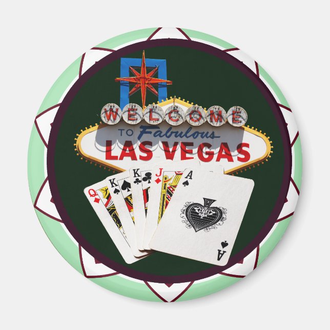 Las Vegas Sign & Cards Poker Chip Magnet (Vorne)