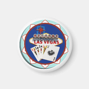 Las Vegas Sign & Cards Poker Chip Magnet