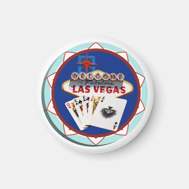 Las Vegas Sign & Cards Poker Chip Magnet (Vorne)