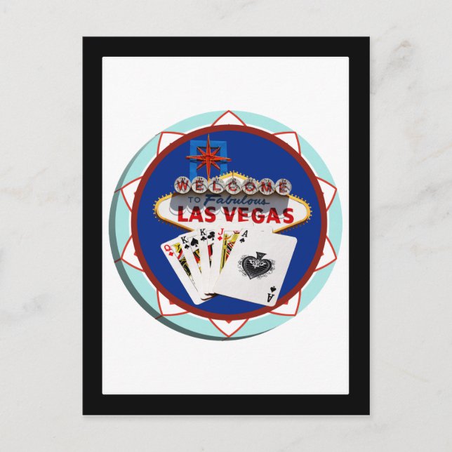 Las Vegas Sign & Cards Poker Chip Postkarte (Vorderseite)