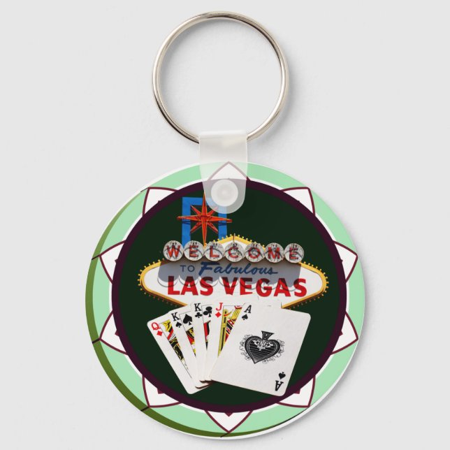 Las Vegas Sign & Cards Poker Chip Schlüsselanhänger (Vorderseite)
