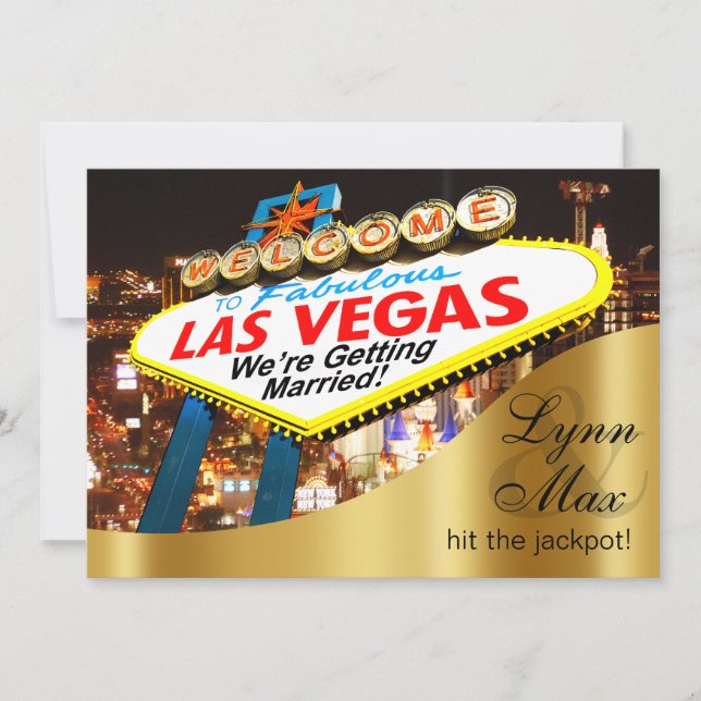 Las Vegas Sign Informal Fun Wedding Einladung (Vorderseite)