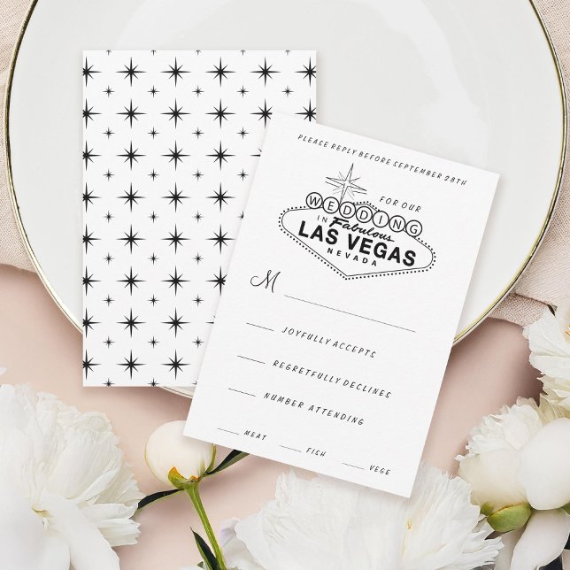 Las Vegas Sign Retro Wedding RSVP Card Karte (Von Creator hochgeladen)