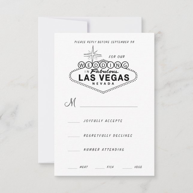 Las Vegas Sign Retro Wedding RSVP Karte (Vorderseite)