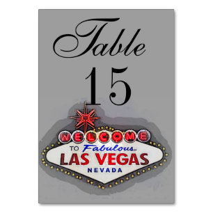 Las Vegas Sign Silver Gray Tischnummer