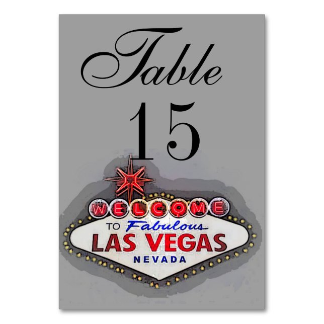Las Vegas Sign Silver Gray Tischnummer (Vorderseite)