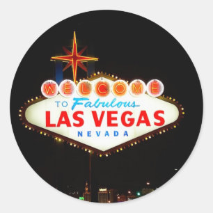 Las Vegas Sign up am Night Foto Runder Aufkleber