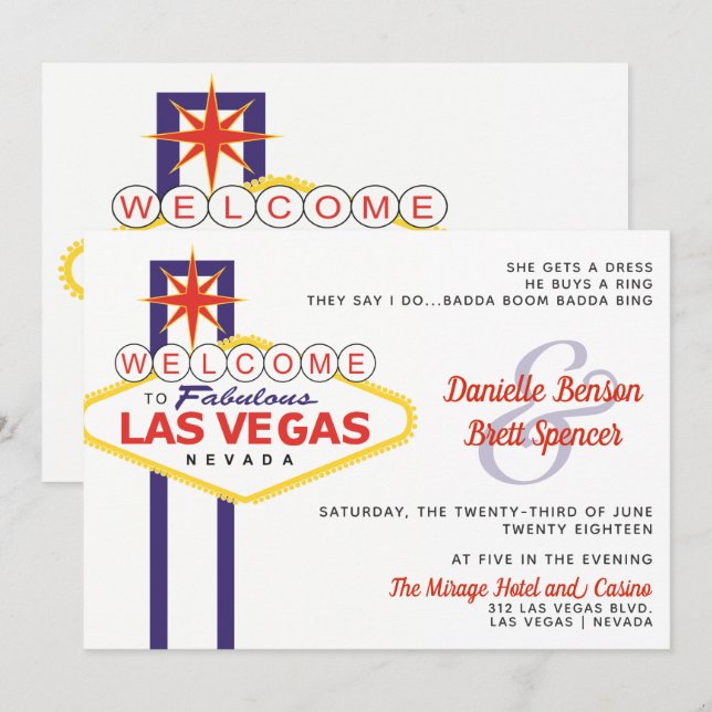 Las Vegas Sign Wedding Einladung (Vorne/Hinten)