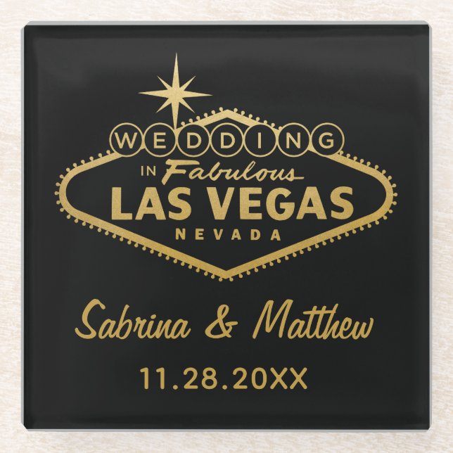 Las Vegas Sign Wedding Gift Idee | U PICK FARBE Glasuntersetzer (Vorderseite)