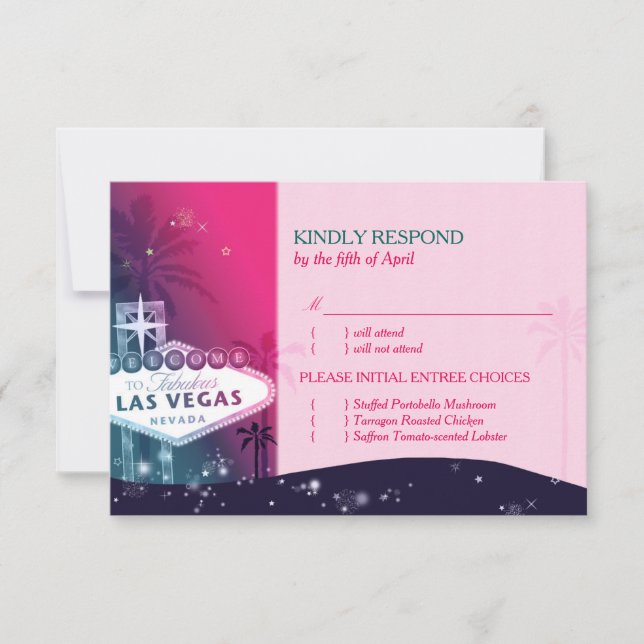 Las Vegas Sign Wedding Menü UAWG RSVP Karte (Vorderseite)