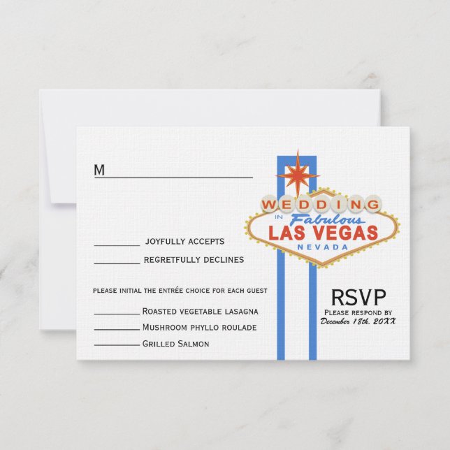 Las Vegas Sign Wedding Response Card (mit Menü) RSVP Karte (Vorderseite)