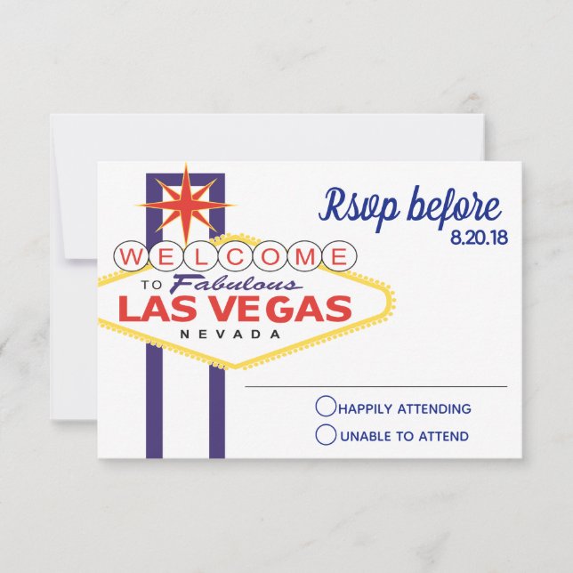 Las Vegas Sign Wedding RSVP Karte (Vorderseite)