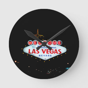Las Vegas Sign - Welcome To Fabulous Las Vegas Runde Wanduhr