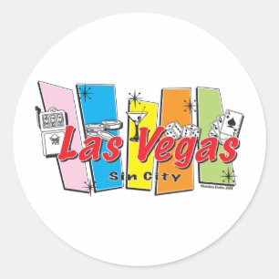 Las-Vegas-Sin-City Runder Aufkleber